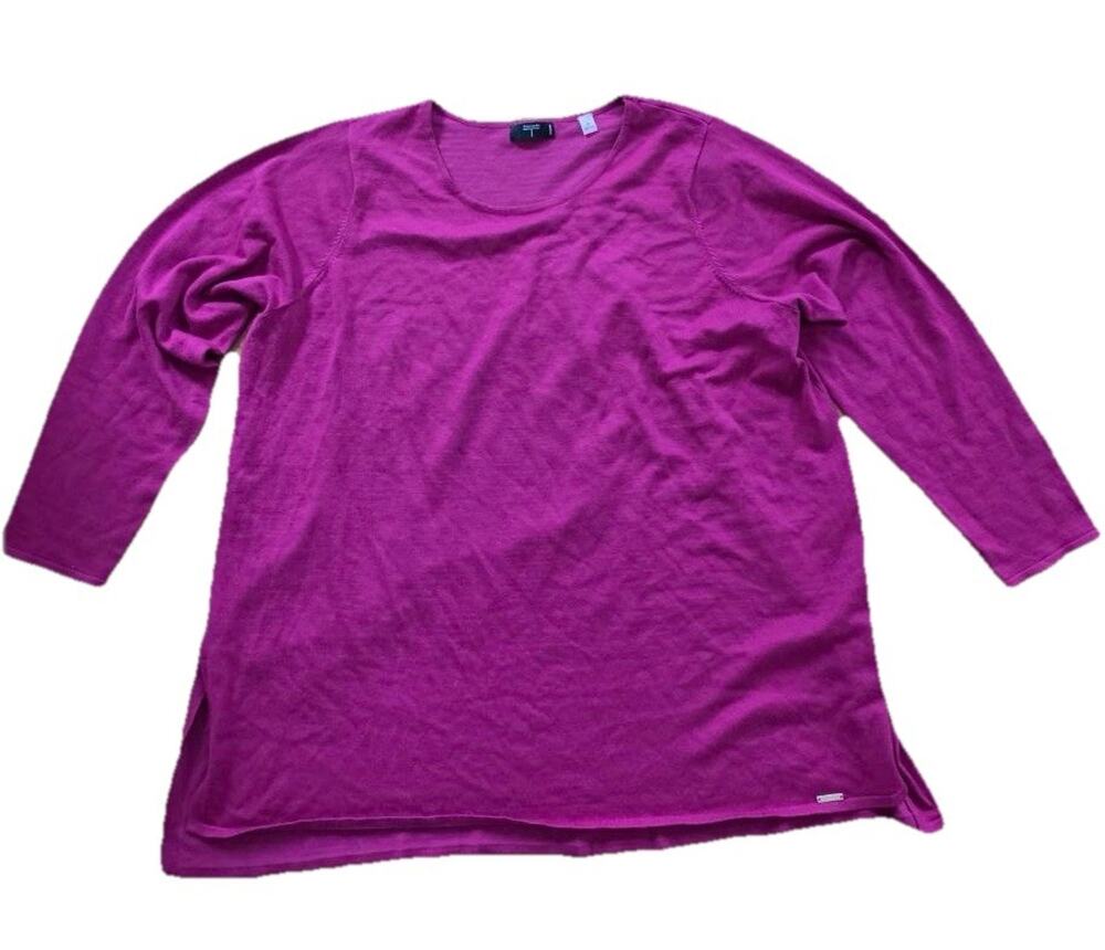 Tahari Women's Sweater Rayon Blend Tunic Long Sleeve Pink Size 2X A001779